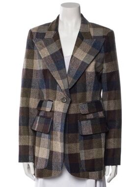 Smythe Birkin Brown Plaid Wool Women's Blazer Size 10